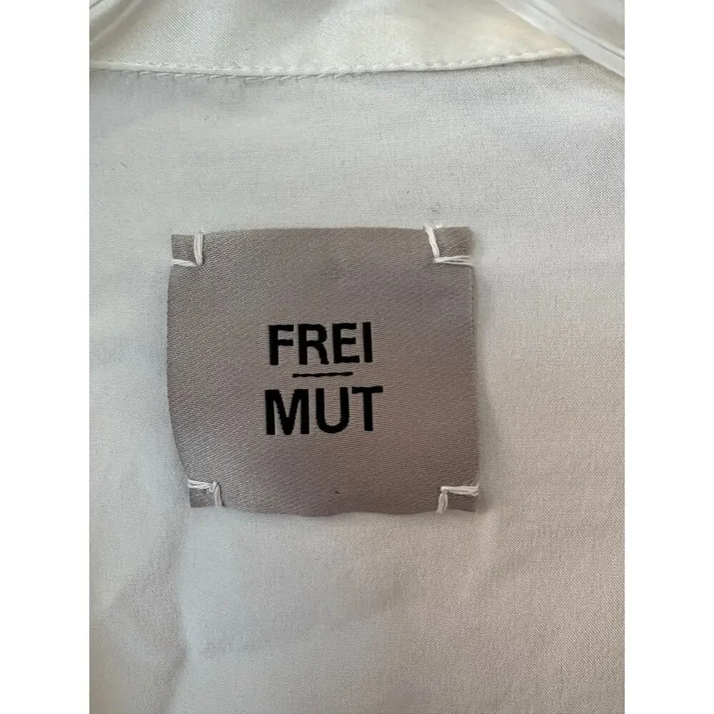 FREI-MUT EU 52 US 42 Sz L White Sunset Raw Silk Button‎ Up Long Sleeve Shirt